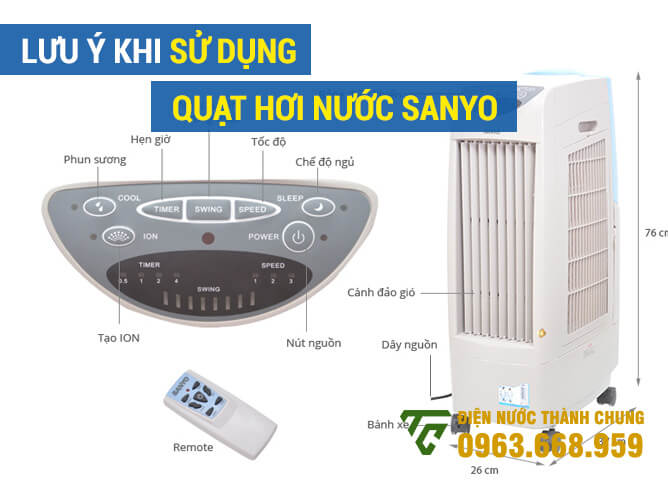 Lưu ý khi sử dụng quạt hơi nước Sanyo